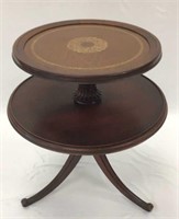 Round Two-Tiered Pedestal Mahogany Table