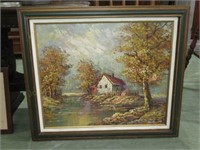 O/C Painting of Cottage. 25 1/4" x 29 1/8" Frame