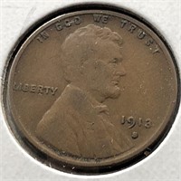 1913 S LINCOLN CENT  VF