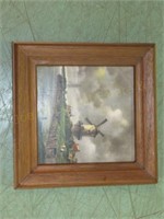 H.P. German Tile in Frame. 8 1/8" Frame