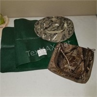 Gun Cleaning Pad, Camo Hat and Case