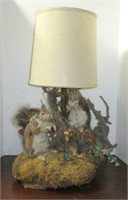 Mounted Squirrels Table Lamp 28"T