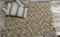 Knitted Throw Blanket and (2) Decorative Pillows