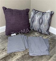 Purple & Gray Decorative Pillows and Set of 2 Gray