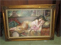 O/C Painting of Reclining Partially Nude Woman