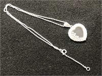 STERLING SILVER HEART PENDENT W/ SS NECKLACE
