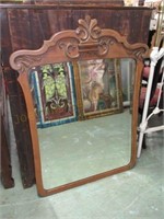 Heavily Carved Oak Mirror 47"T x 36 1/4"W