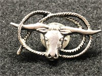 STERLING SILVER LONG HORN PIN