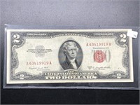 1953 B TWO DOLLAR RED SEAL  AU
