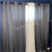 (2) Grey Curtain Panels and (2) Sheer Off White