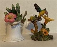 Porcelain Hummingbird Bell and Figurine