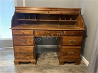 Solid Wood Secretary Desk With Roll Top Hutch
