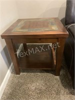 Wooden Stone Top End Table, 24 IN X 24 IN