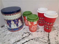 Christmas Cups and Cookie Tin