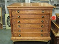 6 Drawer Oak Clarks Spool Cabinet 22 1/4" x 25