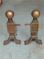 Pr Brass Andirons 15 1/2"T