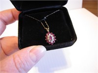 Beautiful 14K Gold Ruby & Diamond Necklace