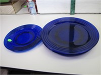 4 Vintage Cobalt Blue Plates 3=10&1/4 and 1=8&1/4