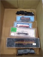 3-N scale Loco and 3 cars