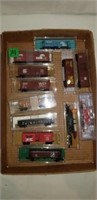 12- N Scale box cars and others