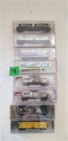 8-Atlas & Athearn N scale box cars and flat cars