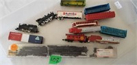 Lot of N scale box cars and engine