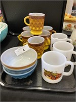 Fire king Kimberly Diamond vintage mugs and bowls.