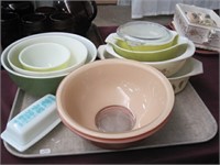 Pyrex bowls, butter dish, cassaroles