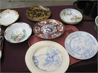 hand painted and transferware plates and bowls