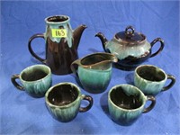 Pottery collection - 2 pots, 4 cups & creamer