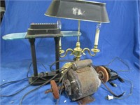 2 Lamps - as is - motorized buffer & BBQ rotisseri