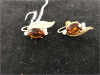 Pair 14k Yellow Citrine Earrings.