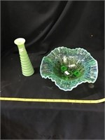 Ruffled Edge Footed Bowl & Jadite Piece