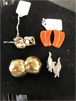 Four Sets Of Ladies Clip On Earrings.