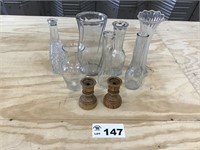 ASSORTED VASES, CANDLESTICK HOLDERS