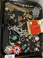Costume Jewelry Earrings, Pins, Necklaces.