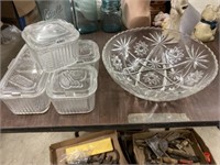 Freezer Dishes And Pressed Glass Bowl