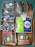 FLAT BOX OF ELECTRICAL ITEMS