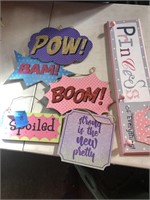 4 WALL PLAQUES FOR GIRLS ROOM