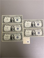 5 pcs $1.00 silver certiificates 1935 & 1957