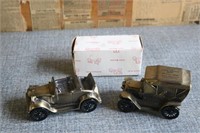 2 Vintage Floud County Bank Coin Bank Cars