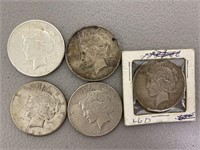 5 pcs 1924, 25, 26-D, 26-S, 27-S peace dollar
