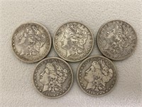 5 pcs 1899-O morgan dollars