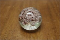 Zimmerman Red Morning Glory Glass Paperweight