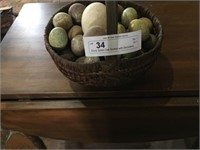 Early Splint Oak Basket with Decorative Eggs