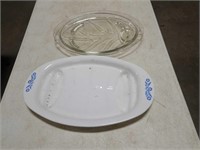 2 platters -one is Corningware