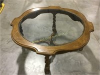 Glass top oak table