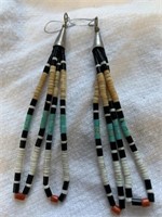 Pair of Sterling Native American Beaded Earrings