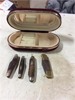 Vintage knives with misc. case