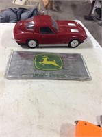 Vintage car and John Deere license plate